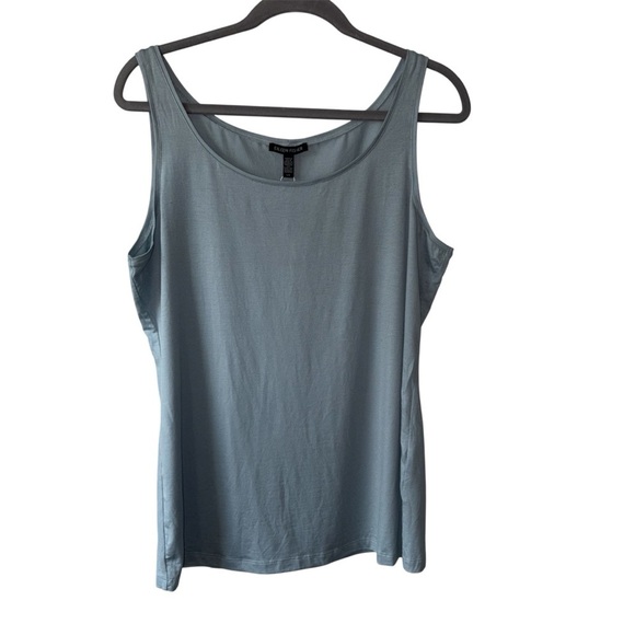 NWT Eileen Fisher Fine Tencel Jersey Scoop Neck Slim Shell  Large Dawn Blue - Picture 2 of 7